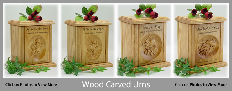 Wood Carved Urns